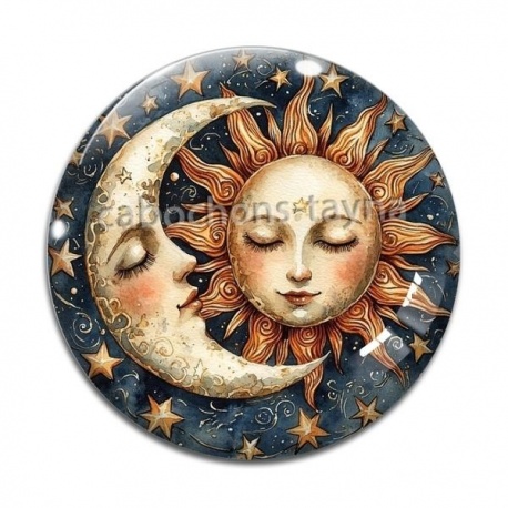 Cabochon Verre - Soleil lune