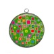 Pendentif Cabochon Argent - fond carreau
