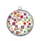 Pendentif Cabochon Argent - fond carreau