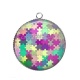 Pendentif Cabochon Argent - fond puzzle
