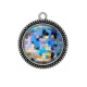 Pendentif Cabochon Argent - fond puzzle