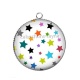 Pendentif Cabochon Argent - fond étoile