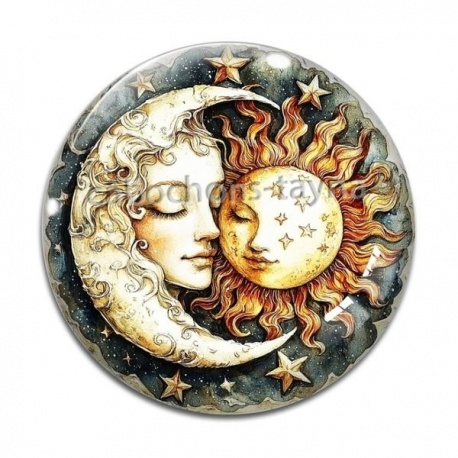 Cabochon Verre - Soleil lune