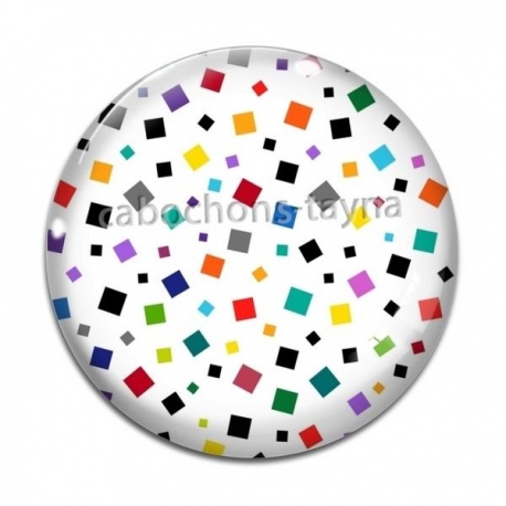 Cabochon Verre - fond carreaux