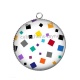 Pendentif Cabochon Argent - fond carreaux