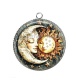 Pendentif Cabochon Argent - Soleil lune