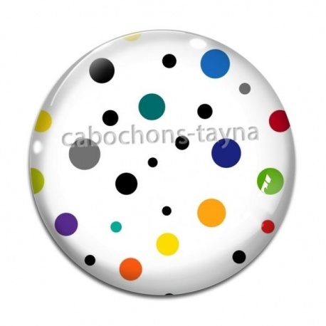Cabochon Verre - fond pois