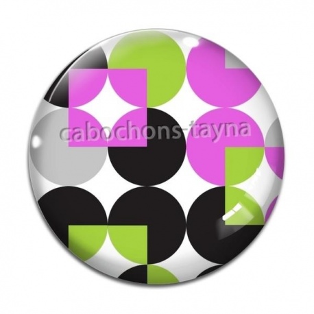 Cabochon Verre - fond rétro
