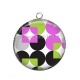 Pendentif Cabochon Argent - fond rétro