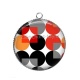 Pendentif Cabochon Argent - fond rétro