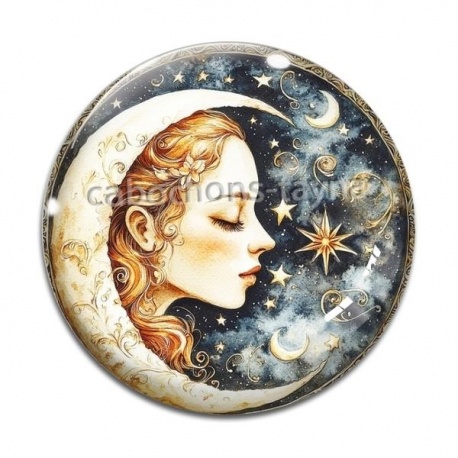 Cabochon Verre - femme lune