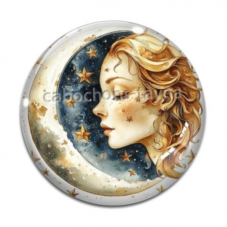 Cabochon Verre - femme lune