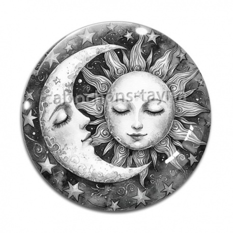 Cabochon Verre - lune soleil