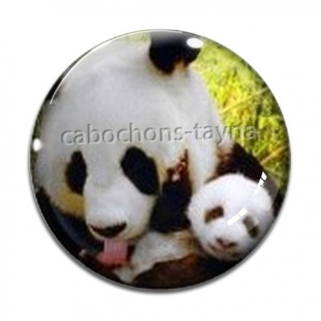 Cabochon Verre - panda