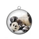 Pendentif Cabochon Argent - panda
