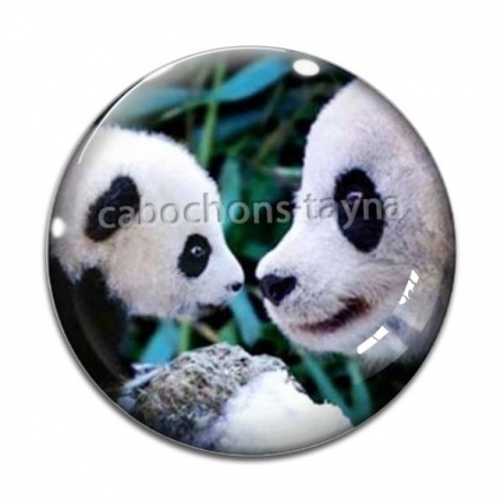 Cabochon Verre - panda