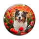 Cabochon Verre - chien coquelicot