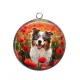 Pendentif Cabochon Argent - chien coquelicot