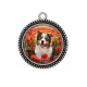 Pendentif Cabochon Argent - chien coquelicot