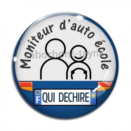 Cabochon Verre - moniteur d'auto école qui déchire
