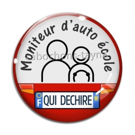 Cabochon Verre - moniteur d'auto école qui déchire