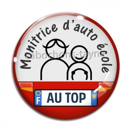 Cabochon Verre - monitrice d'auto école au top