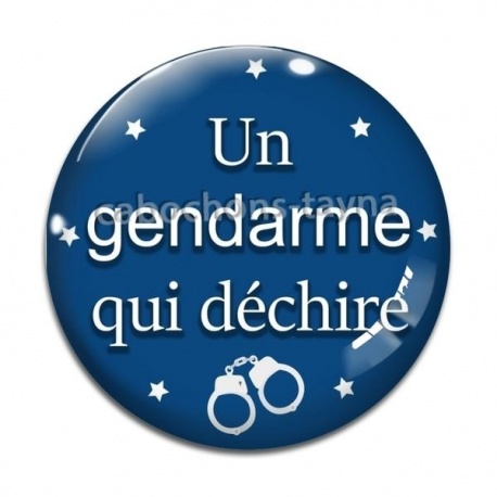 Cabochon Verre - un gendarme qui déchire
