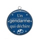 Pendentif Cabochon Argent - un gendarme qui déchire