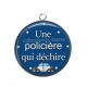 Pendentif Cabochon Argent - une policière qui déchire