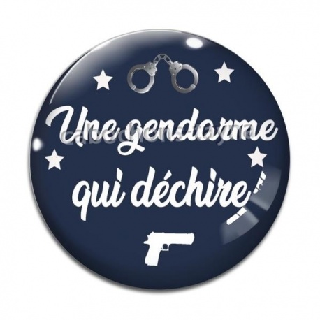 Cabochon Verre - une gendarme qui déchire