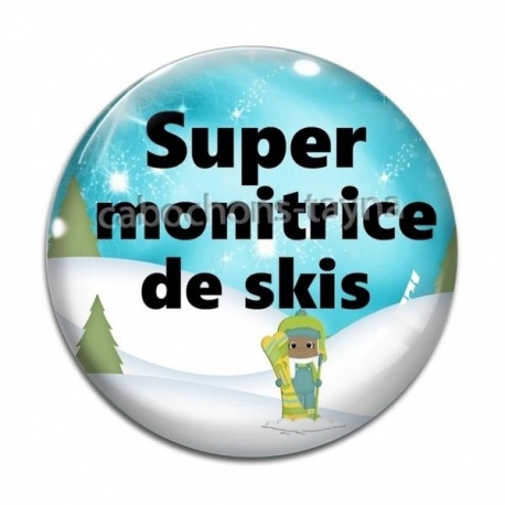 Cabochon Verre - super monitrice de skis