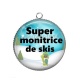 Pendentif Cabochon Argent - super monitrice de skis