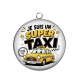 Pendentif Cabochon Argent - je suis un super taxi
