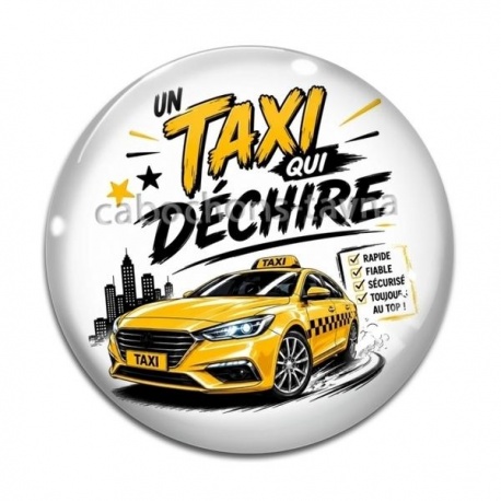 Cabochon Verre - un taxi qui déchire