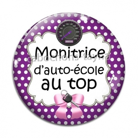 Cabochon Verre - monitrice d'auto école au top