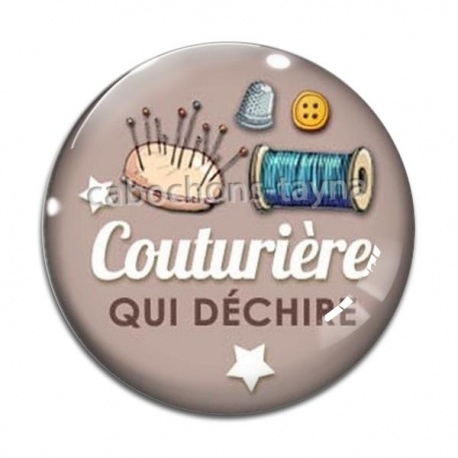 Cabochon Verre - couturière qui déchire