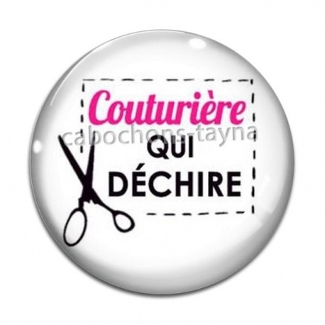Cabochon Verre - couturière qui déchire