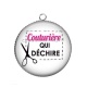 Pendentif Cabochon Argent - couturière qui déchire