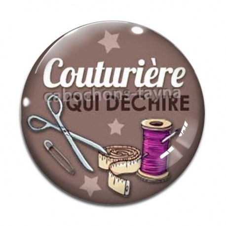 Cabochon Verre - couturière qui déchire