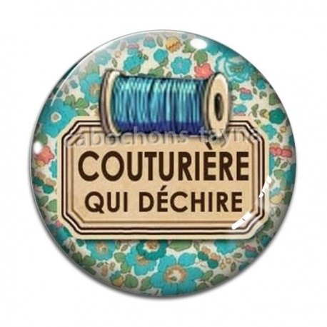 Cabochon Verre - couturière qui déchire