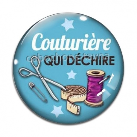 Cabochon Verre - couturière qui déchire
