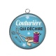 Pendentif Cabochon Argent - couturière qui déchire