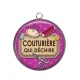 Pendentif Cabochon Argent - couturière qui déchire