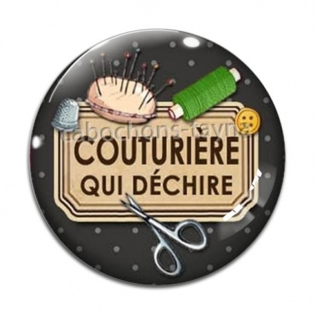 Cabochon Verre - couturière qui déchire