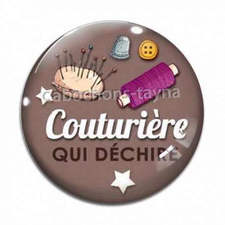 Cabochon Verre - couturière qui déchire