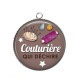 Pendentif Cabochon Argent - couturière qui déchire