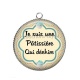 Pendentif Cabochon Argent - je suis une pâtissière qui déchire