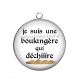 Pendentif Cabochon Argent - je suis une boulangère qui déchire