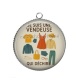 Pendentif Cabochon Argent - je suis une vendeuse qui déchire
