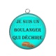 Pendentif Cabochon Argent - je suis un boulanger qui déchire